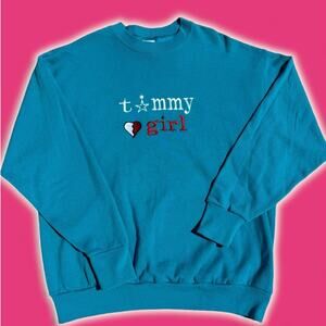 Vintage Tommy Sad Girl Teal Sweatshirt Size L